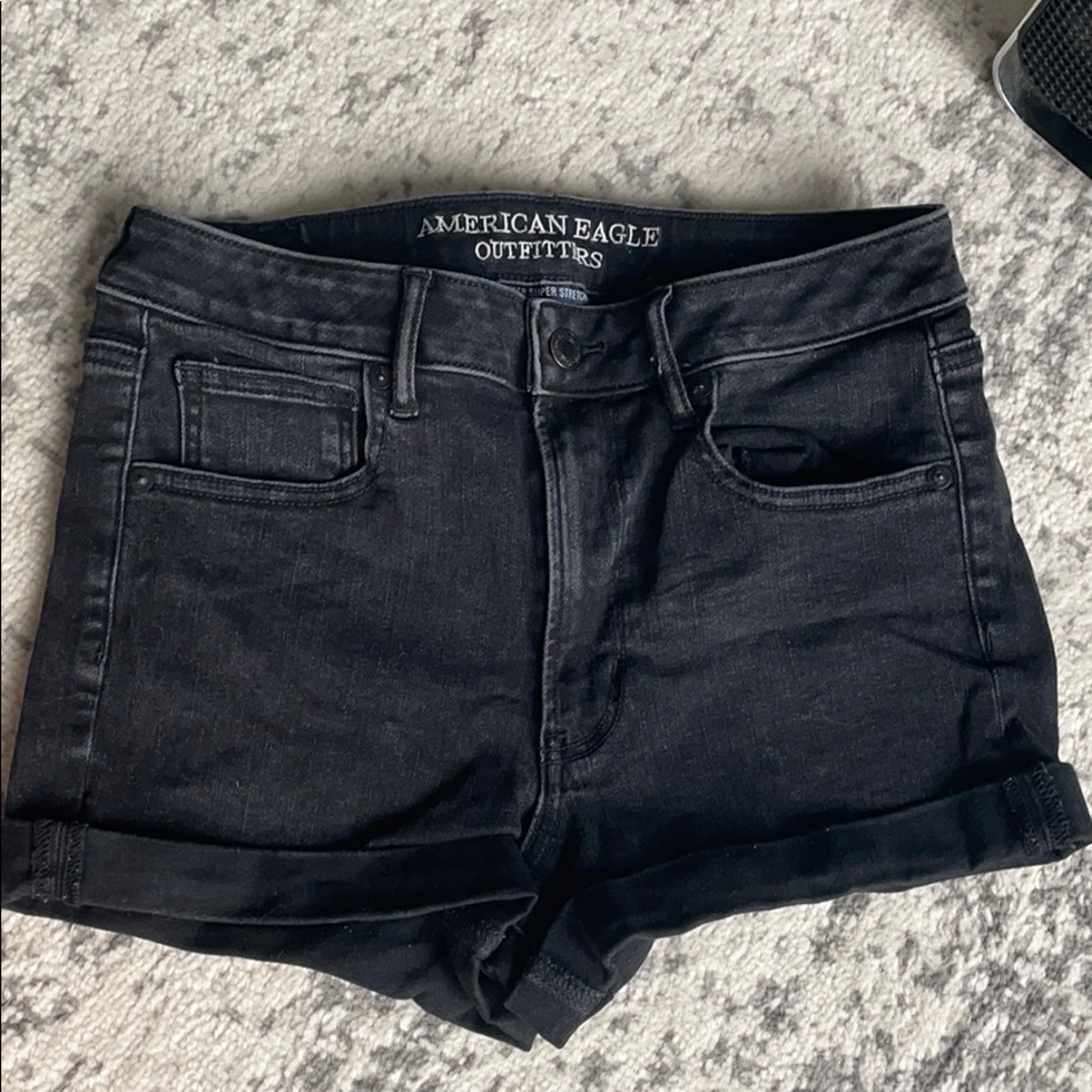 American eagle super stretch black shorts